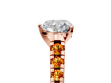 Rose gold Heart Cut Diamond Cathedral Solitaire Ring with Round with Citrine side stone Pavé Band_41