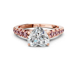 Rose gold Heart Cut Diamond Cathedral Solitaire Ring with Round with Morganite side stone Pavé Band_12
