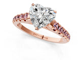 Rose gold Heart Cut Diamond Cathedral Solitaire Ring with Round with Morganite side stone Pavé Band_13