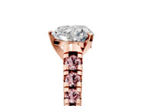 Rose gold Heart Cut Diamond Cathedral Solitaire Ring with Round with Morganite side stone Pavé Band_17
