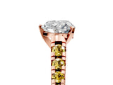 Rose gold Heart Cut Diamond Cathedral Solitaire Ring with Round with Yellow Sapphire side stone Pavé Band_60