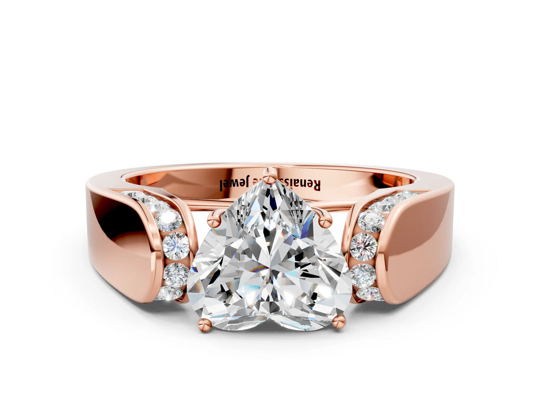 Rose gold Heart Cut Diamond Channel Set Solitaire Ring with Four-Prong Setting_36