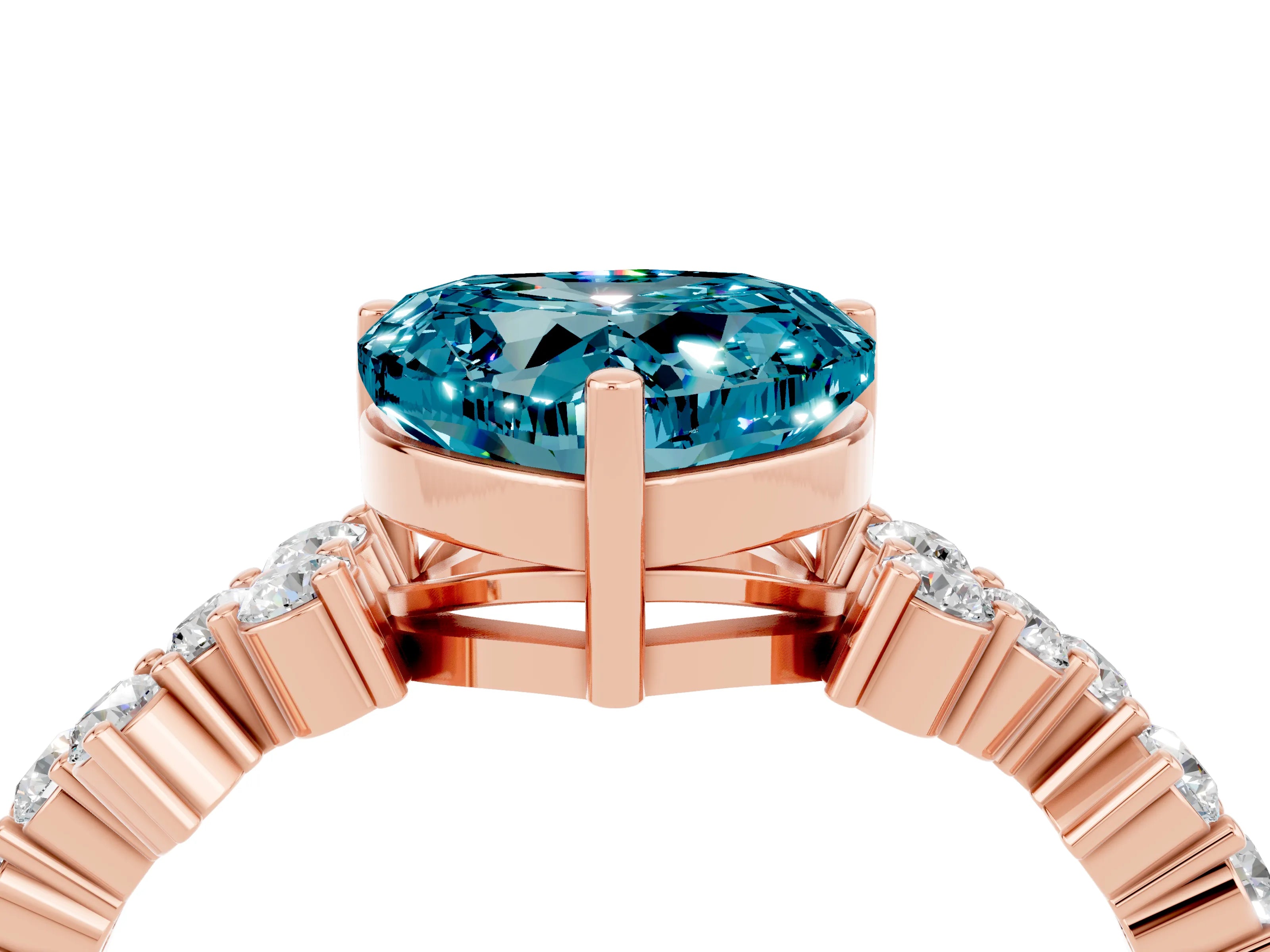 Rose gold Heart Cut Diamond Cluster Pavé Band with Four-Prong Setting_10