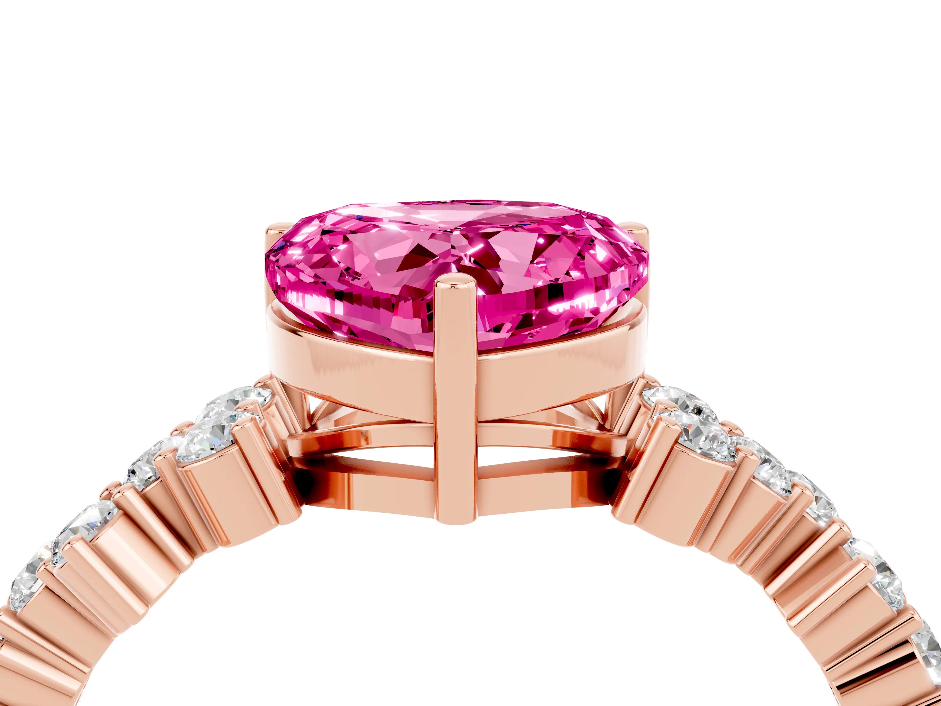 Rose gold Heart Cut Diamond Cluster Pavé Band with Four-Prong Setting_10