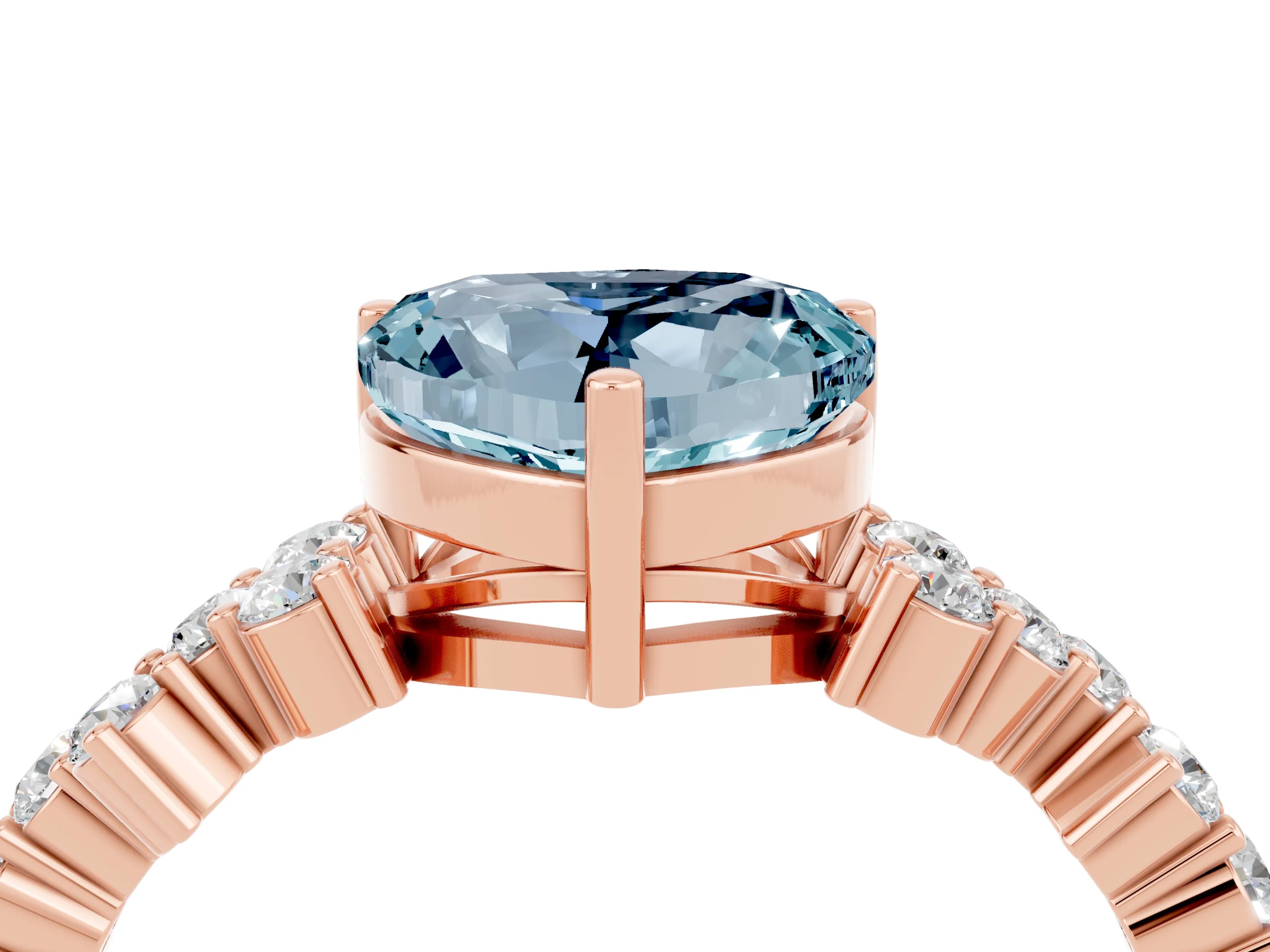 Rose gold Heart Cut Diamond Cluster Pavé Band with Four-Prong Setting_10