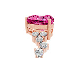 Rose gold Heart Cut Diamond Cluster Pavé Band with Four-Prong Setting_11