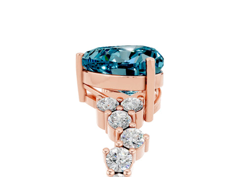 Rose gold Heart Cut Diamond Cluster Pavé Band with Four-Prong Setting_11