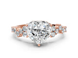 Rose gold Heart Cut Diamond Cluster Pavé Band with Four-Prong Setting_12