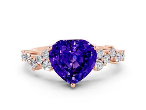 Rose gold Heart Cut Diamond Cluster Pavé Band with Four-Prong Setting_12