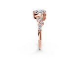 Rose gold Heart Cut Diamond Cluster Pavé Band with Four-Prong Setting_14