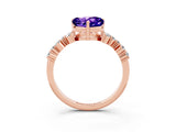 Rose gold Heart Cut Diamond Cluster Pavé Band with Four-Prong Setting_15
