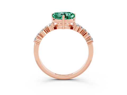 Rose gold Heart Cut Diamond Cluster Pavé Band with Four-Prong Setting_15