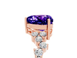 Rose gold Heart Cut Diamond Cluster Pavé Band with Four-Prong Setting_17