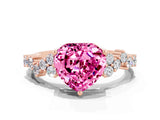 Rose gold Heart Cut Diamond Cluster Pavé Band with Four-Prong Setting_18