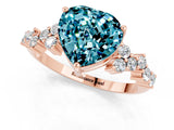 Rose gold Heart Cut Diamond Cluster Pavé Band with Four-Prong Setting_19