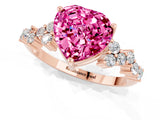 Rose gold Heart Cut Diamond Cluster Pavé Band with Four-Prong Setting_19