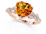 Rose gold Heart Cut Diamond Cluster Pavé Band with Four-Prong Setting_19