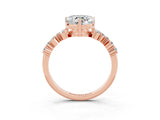 Rose gold Heart Cut Diamond Cluster Pavé Band with Four-Prong Setting_21