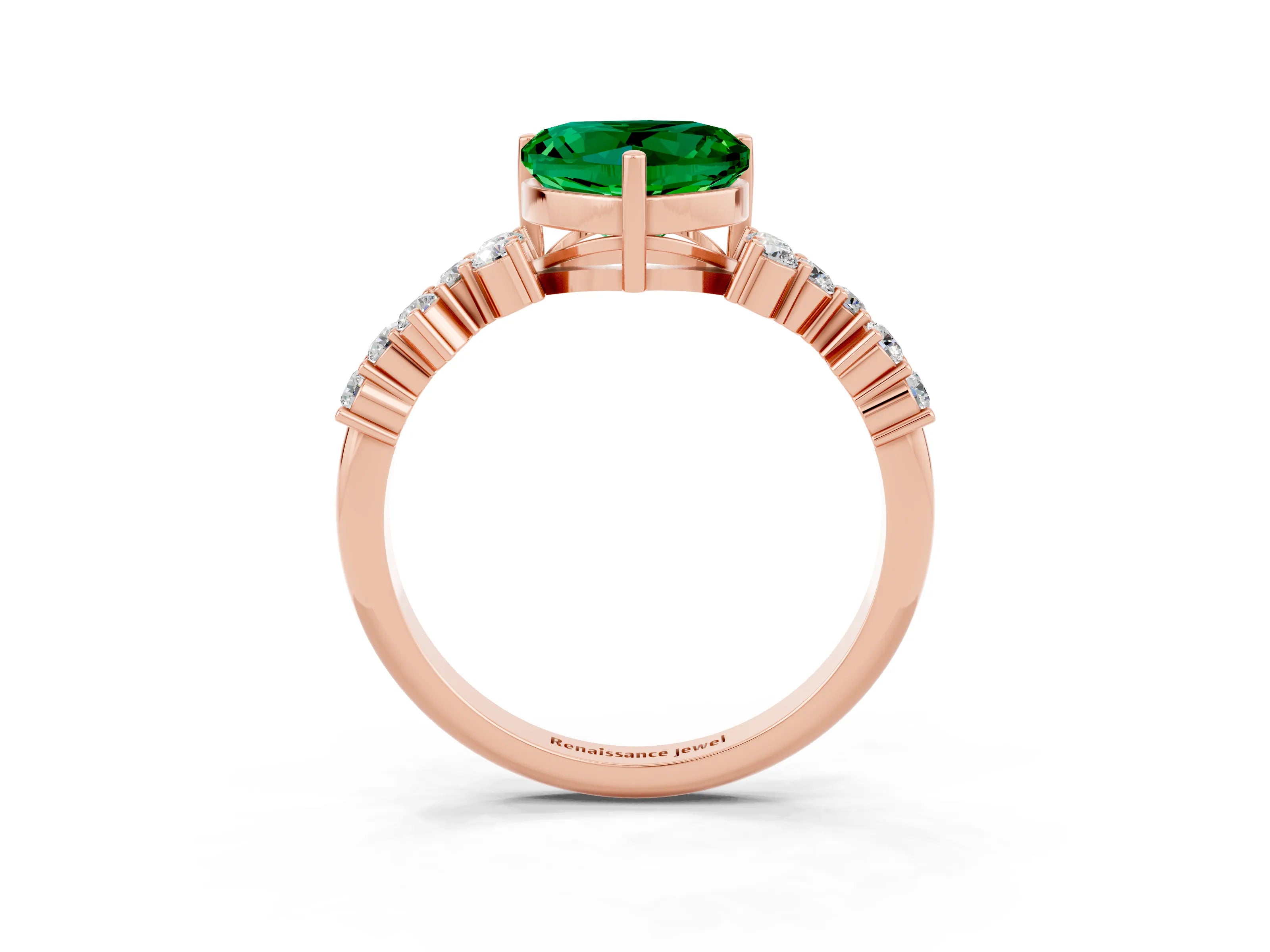 Rose gold Heart Cut Diamond Cluster Pavé Band with Four-Prong Setting_21