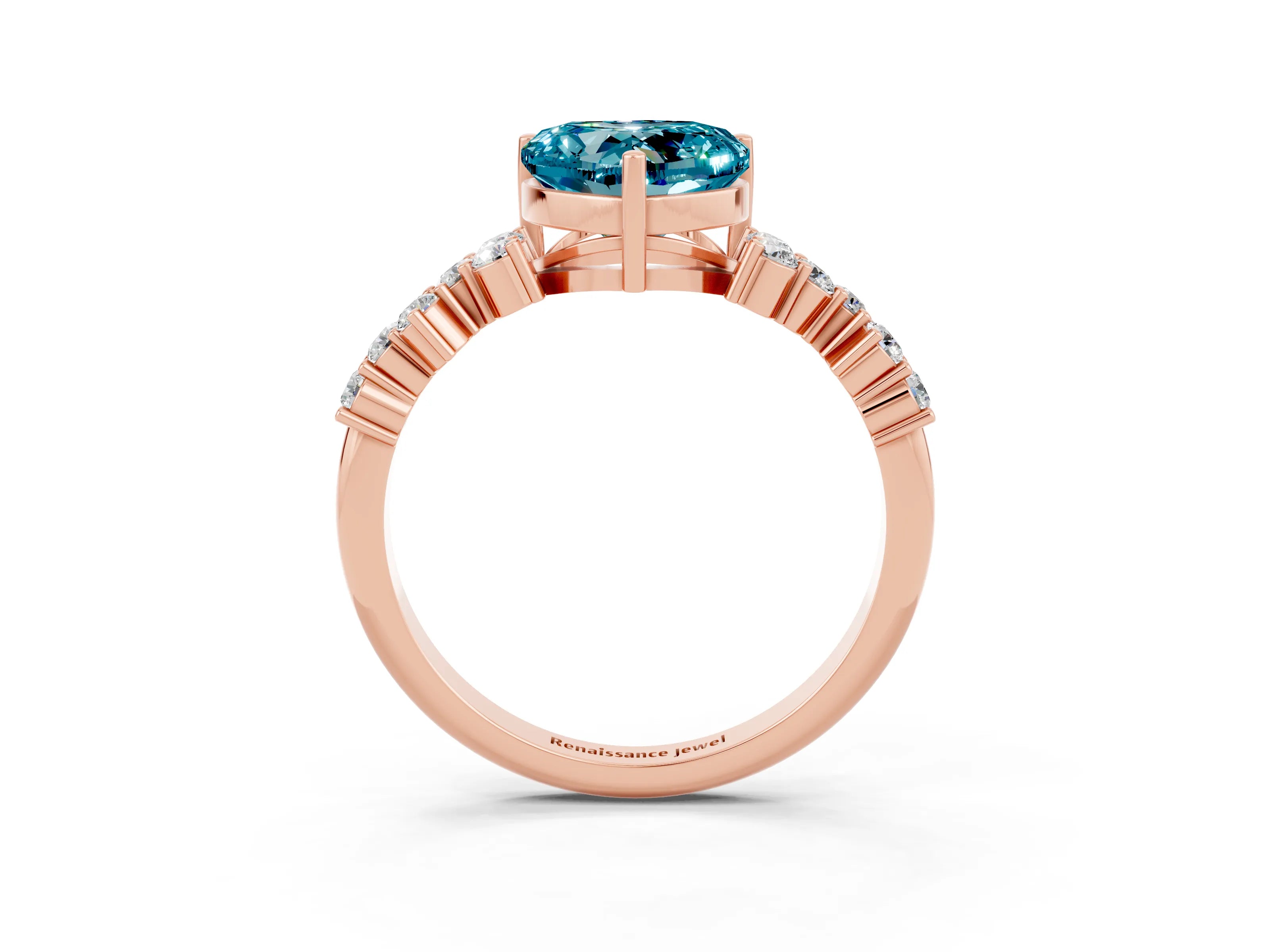 Rose gold Heart Cut Diamond Cluster Pavé Band with Four-Prong Setting_21