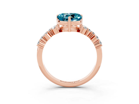 Rose gold Heart Cut Diamond Cluster Pavé Band with Four-Prong Setting_21