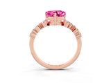 Rose gold Heart Cut Diamond Cluster Pavé Band with Four-Prong Setting_21