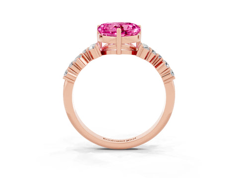 Rose gold Heart Cut Diamond Cluster Pavé Band with Four-Prong Setting_21