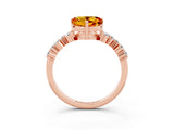 Rose gold Heart Cut Diamond Cluster Pavé Band with Four-Prong Setting_21