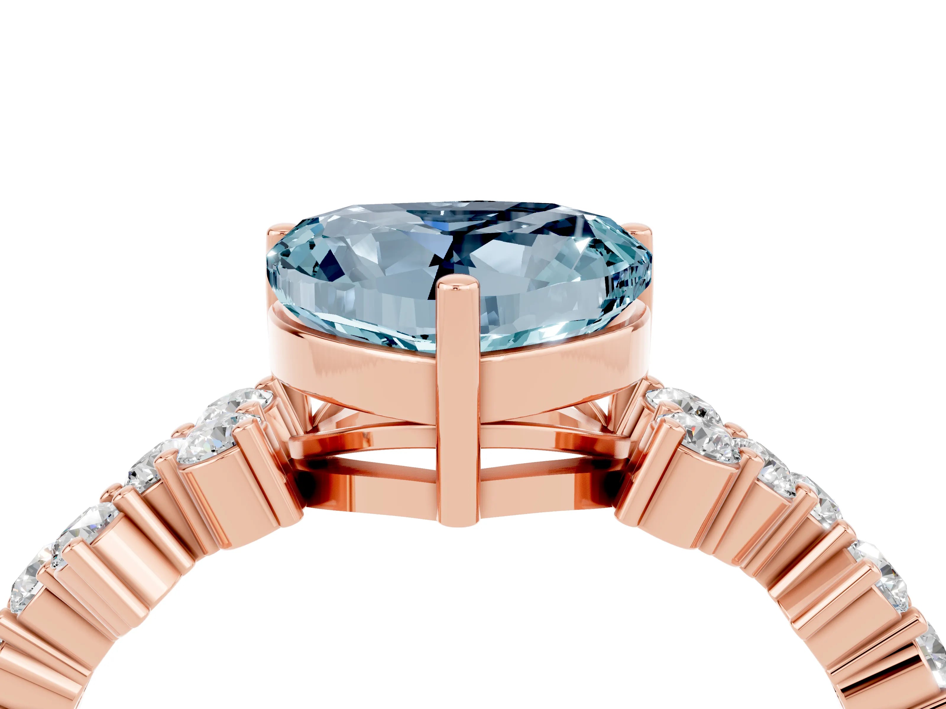 Rose gold Heart Cut Diamond Cluster Pavé Band with Four-Prong Setting_22