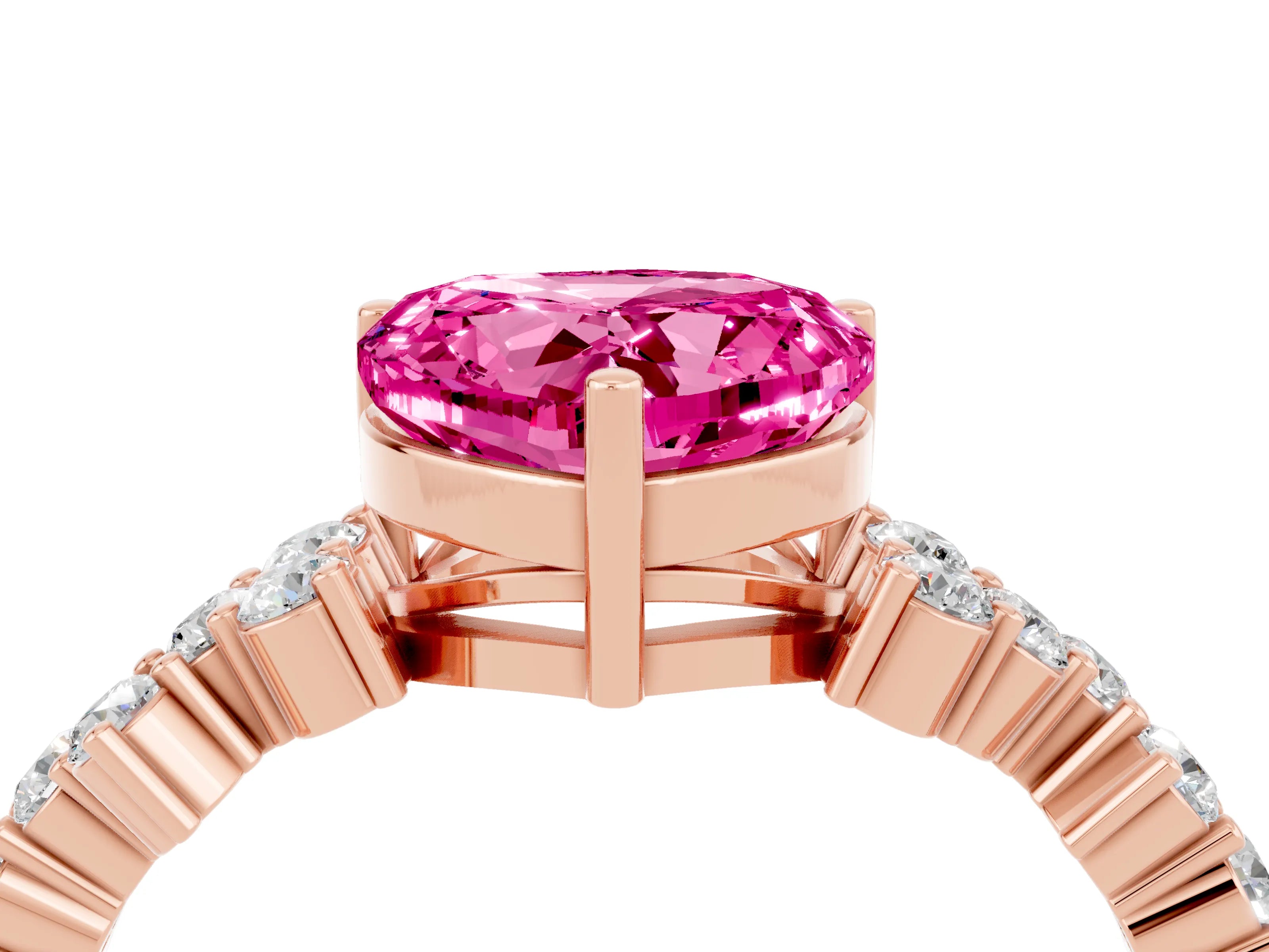 Rose gold Heart Cut Diamond Cluster Pavé Band with Four-Prong Setting_22