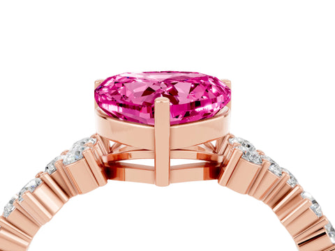 Rose gold Heart Cut Diamond Cluster Pavé Band with Four-Prong Setting_22