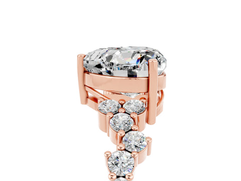 Rose gold Heart Cut Diamond Cluster Pavé Band with Four-Prong Setting_23