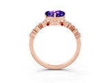Rose gold Heart Cut Diamond Cluster Pavé Band with Four-Prong Setting_3