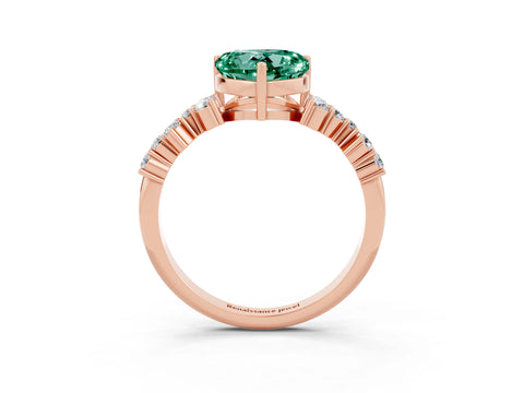 Rose gold Heart Cut Diamond Cluster Pavé Band with Four-Prong Setting_3