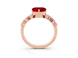 Rose gold Heart Cut Diamond Cluster Pavé Band with Four-Prong Setting_3