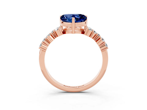 Rose gold Heart Cut Diamond Cluster Pavé Band with Four-Prong Setting_3