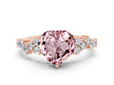 Rose gold Heart Cut Diamond Cluster Pavé Band with Four-Prong Setting