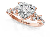 Rose gold Heart Cut Diamond Cluster Pavé Band with Four-Prong Setting_4