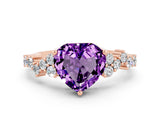 Rose gold Heart Cut Diamond Cluster Pavé Band with Four-Prong Setting