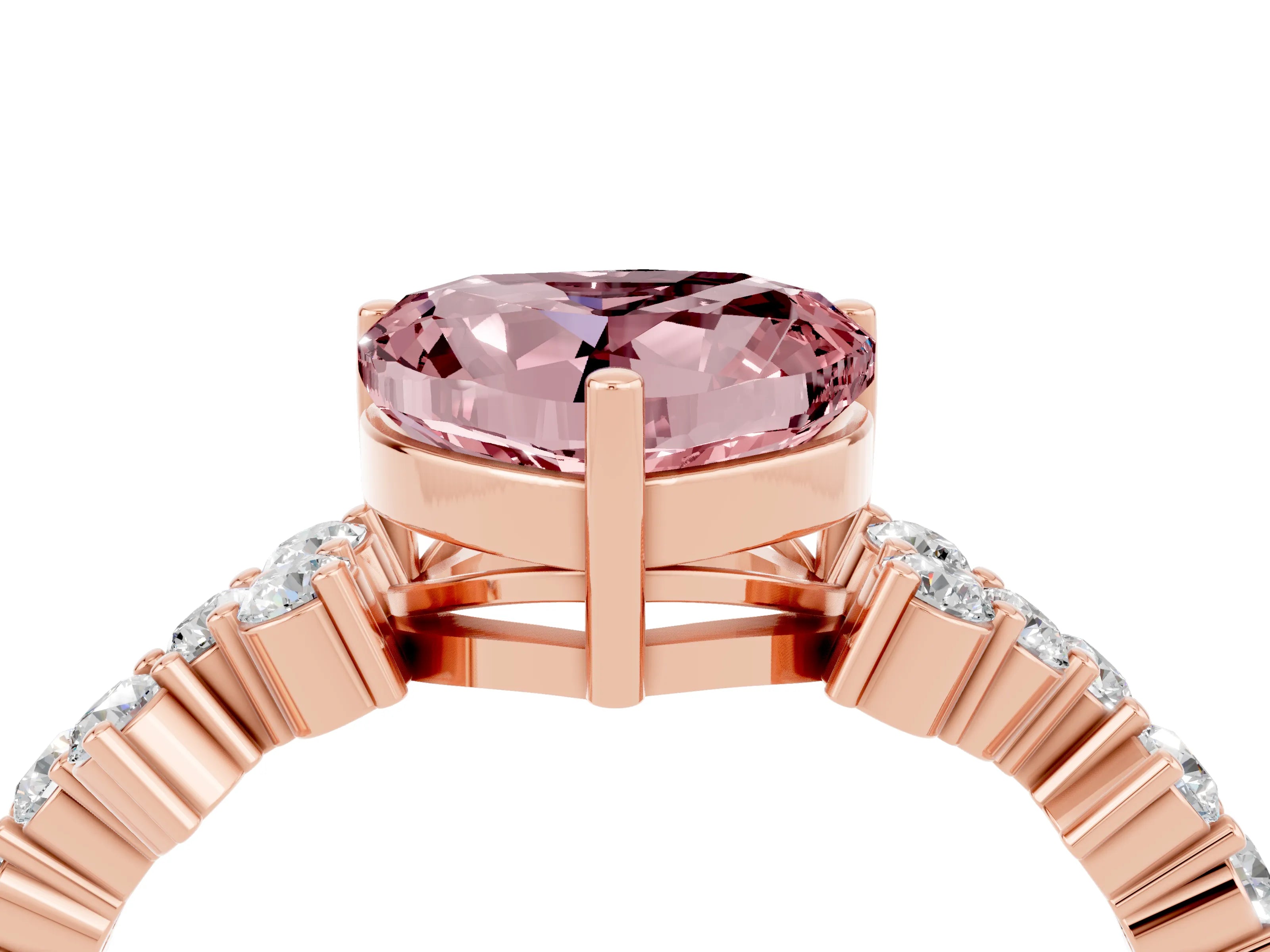 Rose gold Heart Cut Diamond Cluster Pavé Band with Four-Prong Setting_4