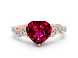 Rose gold Heart Cut Diamond Cluster Pavé Band with Four-Prong Setting
