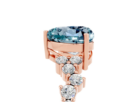 Rose gold Heart Cut Diamond Cluster Pavé Band with Four-Prong Setting_5