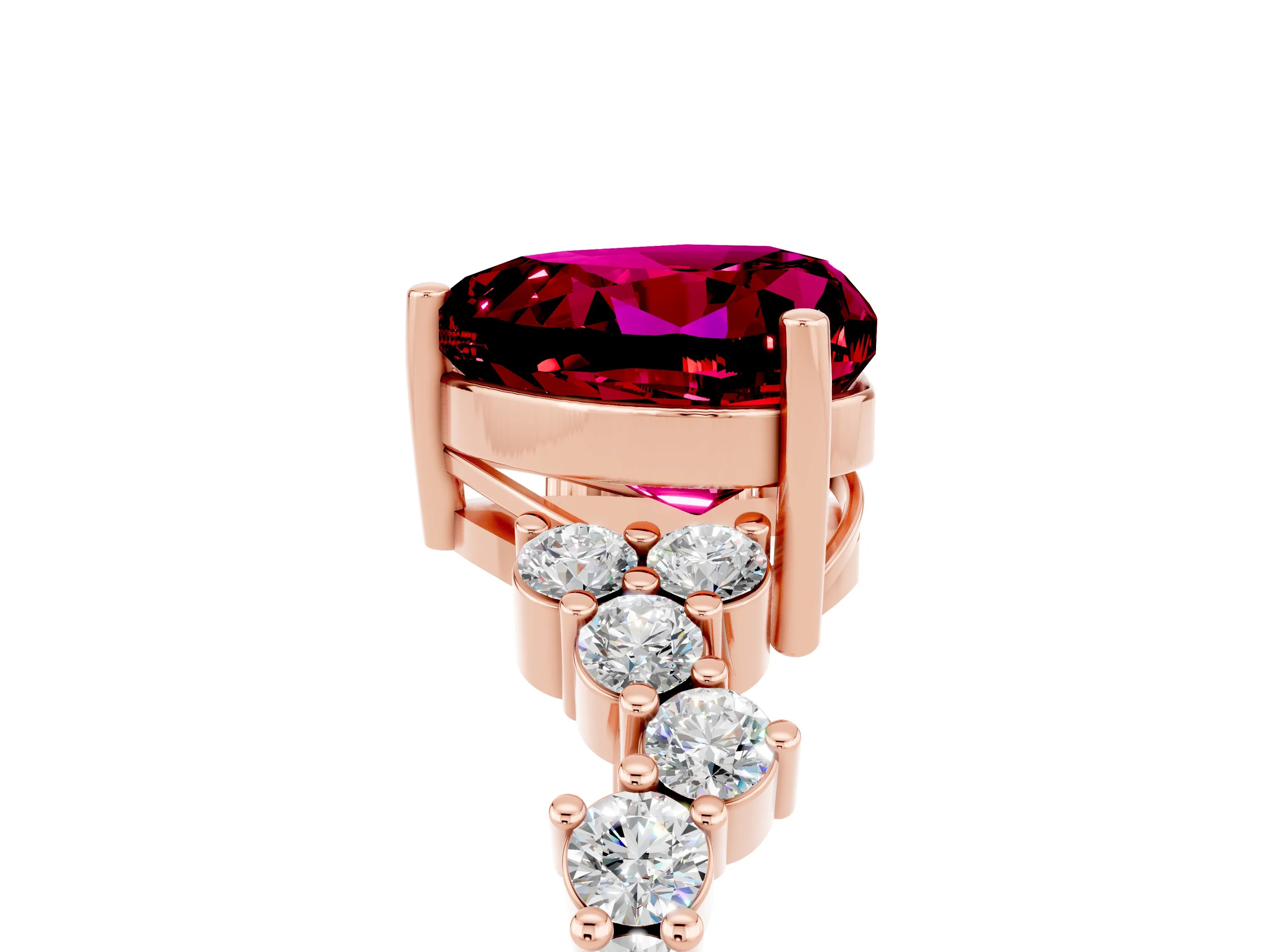 Rose gold Heart Cut Diamond Cluster Pavé Band with Four-Prong Setting_5