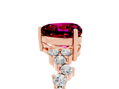 Rose gold Heart Cut Diamond Cluster Pavé Band with Four-Prong Setting_5