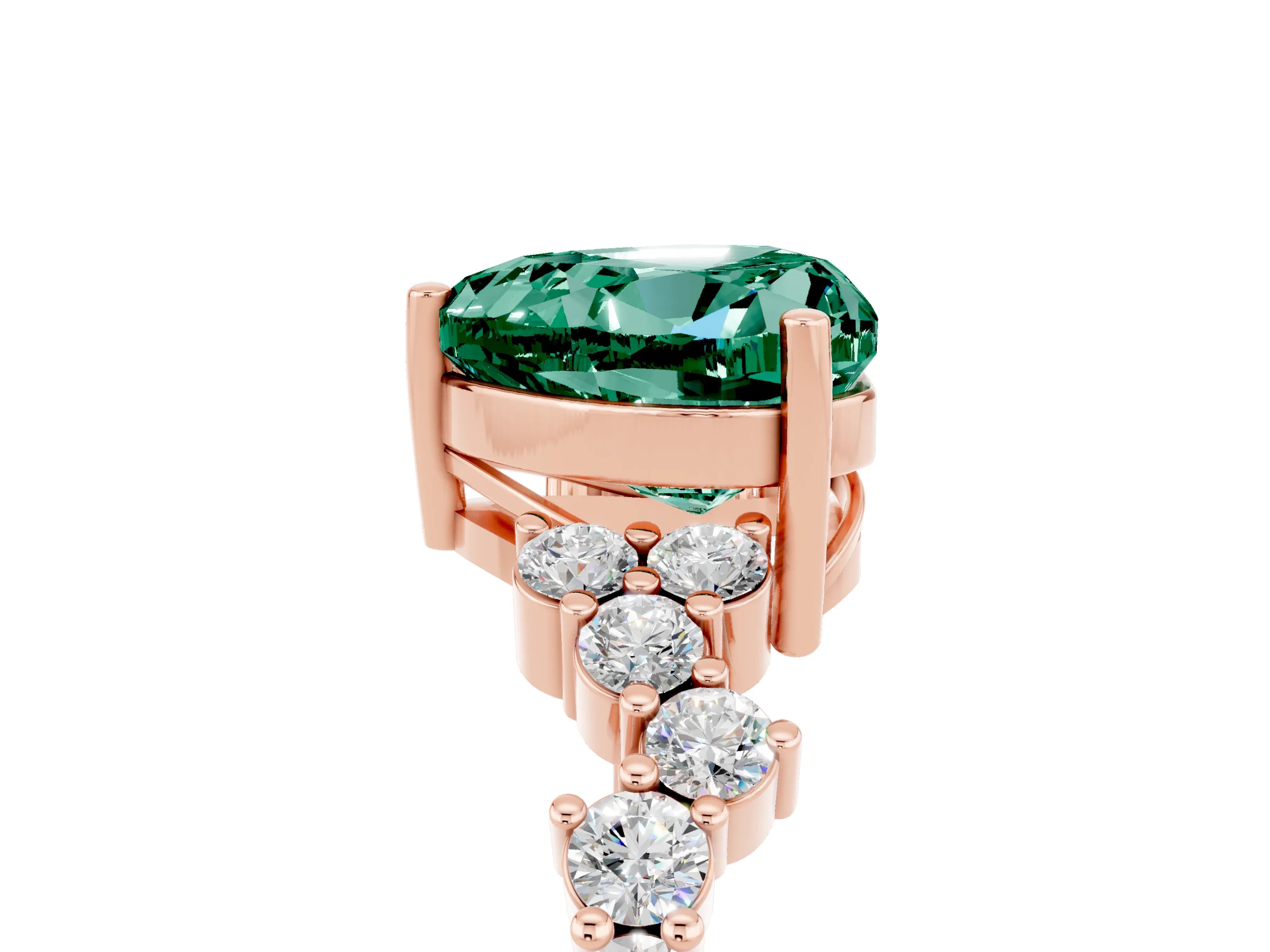Rose gold Heart Cut Diamond Cluster Pavé Band with Four-Prong Setting_5