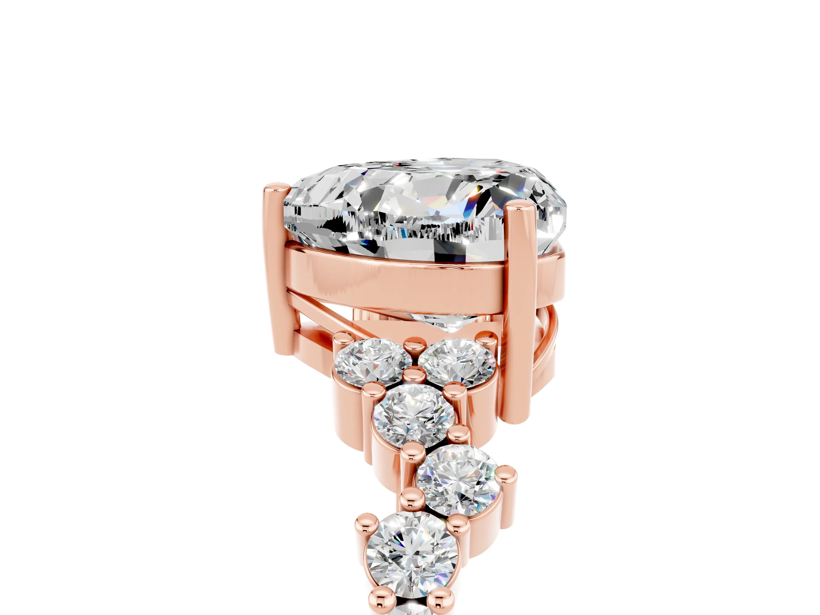 Rose gold Heart Cut Diamond Cluster Pavé Band with Four-Prong Setting_5