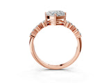 Rose gold Heart Cut Diamond Cluster Pavé Band with Four-Prong Setting_6