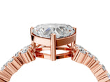 Rose gold Heart Cut Diamond Cluster Pavé Band with Four-Prong Setting_7