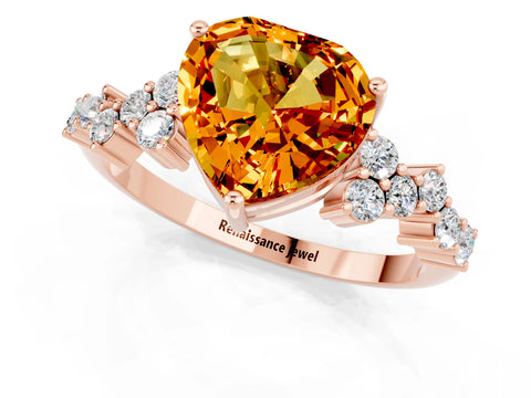 Rose gold Heart Cut Diamond Cluster Pavé Band with Four-Prong Setting_7