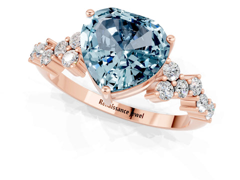 Rose gold Heart Cut Diamond Cluster Pavé Band with Four-Prong Setting_7